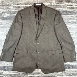 Ralph Lauren Chaps Mens 44R Brown Houndstooth Suit Jacket Blazer Canada Vintage